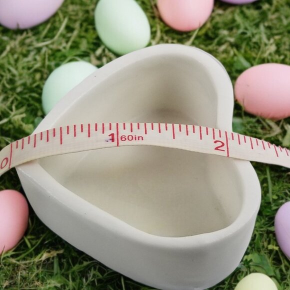 Miniature Heart Shaped Jewelry Box Bone China Boudoir Access. Engagement Box VTG - Picture 4 of 8